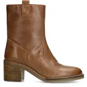 Manfield Cognacfarbene Lederstiefeletten mit Absatz | Größe 39