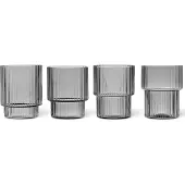 Ferm Living Wassergläser Ripple Smoked Grey 200 ml (4er-Set)