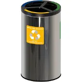 Alda Runder -Recyclingbehälter aus Stahl, 3 x 25 l, Gelb, Blau, Grün