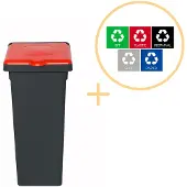 Plafor - Fit Mülleimer mit Deckel 75l – Recycling – Rot