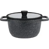 Livarno Aluguss-Kochtopf, Ø 24 cm, Granitoptik schwarz, alle Herdarten-inkl. Induktion