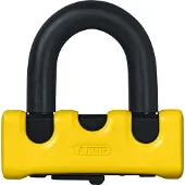 ABUS Motorrad Bremsscheibenschloss GRANIT Power XS 67 mit XPlus-Zylinder – Motorradschloss mit doppelter Bügelverriegelung und Erinnerungskabel – Motorradzubehör – Gelb
