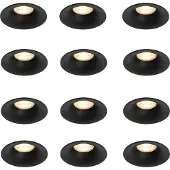 QAZQA - Modern Set mit 12 Einbaustrahlern schwarz GU10 50mm - Gijs I Wohnzimmer I Schlafzimmer - Aluminium Rund - LED geeignet GU10