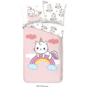 Muller Textil Duvet cover Good Morning 135x200 + 1* 80x80 cm - unicorn cat on a rainbow