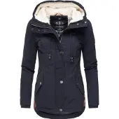 MARIKOO Damen Winterjacke mit Teddyfell-Innenfutter & Kapuze