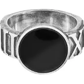 Cai Ring 925/- Sterling Silber Onyx schwarz Mattiert Silbergrau