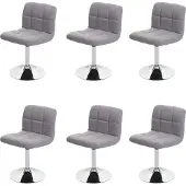 Mendler 6er-Set Esszimmerstuhl Cadiz, Küchenstuhl Stuhl, Stoff/Textil Chrom drehbar MVG- hellgrau