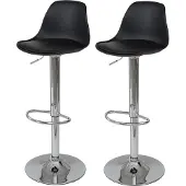 Mendler 2er-Set Barhocker MCW-B14, Tresenhocker Barstuhl Drehhocker, Kunstleder schwarz