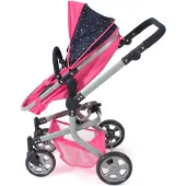 Bayer Kombi-Puppenwagen CHIC2000 "Mika", blau (konfetti), Puppenwagen, KinderB:41cm H:82cm T:73cm, Kunststoff, Metall, Stoff, Kombi-Puppenwagen, mit schwenkbaren Vorderrädern, B:41cm H:82cm T:73cm