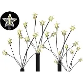 Mojawo 4er Set LED-Gartenleuchtstäbe mit 24 Sternen Batteriebetrieben