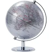 Troika Tischglobus „Lunar“ – Design-Globus 20 cm mit Metallfuß silber