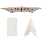 Mendler Ersatz-Bezug für Sonnenschirm Lissabon 3x4m, Sonnenschirmbezug Ersatzbezug, Polyester creme