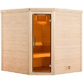 Weka Sauna "Massivholzsauna TURKU 2" Blockbohlen, moderne Ganzglastür