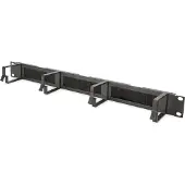Digitus Kabelrangierpanel mit Bürstenleisten für 483 mm (19")-Schränke, 1HE, Kabelmanagementtafel, Stahl, Schwarz, 1 Stück(e)