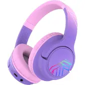 PowerLocus Kinder Kopfhörer Bobo Drahtlos Bluetooth mit Mikrofon Over-Ear Lila/Rosa, 1m abnehmbares Kabel