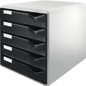 Leitz Schubladenbox, 5 Schübe, DIN A4, Polystyrol, lichtgrau/schwarz