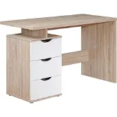 FineBuy Schreibtisch MASSA 120 x 76 x 53 cm mit 3 Schubladen in Sonoma Weiß Computertisch modern für Jugendliche Laptoptisch platzsparend mit Ablage