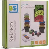 BS Toys Eiscreme-Kreationen Traum Stapelspiel - für Kinder ab 4 Jahren, Holzmaterial, mehrfarbig, Stapelspiel für 1-2 Spieler