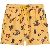 Superdry für Herren. M3010232A Hawaiianische Druck Badeanzug recycelt gelb (XL), Strandbekleidung, Recyceltes Polyester, Nachhaltig
