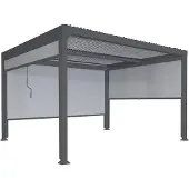 Mendler Alu Pergola MCW-L41 mit 3x Seitenwand, Lamellen-Pavillon, stabiles 8cm-Metall-Gestell 3x3,7m anthrazit