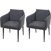 MCW 2er-Set Esszimmerstuhl MCW-H93, Küchenstuhl Lehnstuhl Stuhl Stoff/Textil dunkelgrau