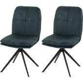 Mendler 2er-Set Esszimmerstuhl MCW-M68, Küchenstuhl Lehnstuhl, drehbar Auto-Position, Metall Stoff/Textil blau