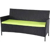 Mendler 3-Sitzer Poly-Rattan Gartenbank Hamar, Sitzbank anthrazit, Kissen grün