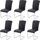 Mendler 6er-Set Esszimmerstuhl MCW-F36, Freischwinger Küchenstuhl Konferenzstuhl Kunstleder, schwarz