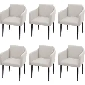 Mendler 6er-Set Esszimmerstuhl MCW-H93, Küchenstuhl Lehnstuhl Stuhl Stoff/Textil creme-beige