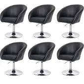 Mendler 6er-Set Esszimmerstuhl MCW-F19, Küchenstuhl Drehstuhl Loungesessel, drehbar höhenverstellbar Kunstleder schwarz
