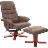 Mendler Relaxsessel MCW-E30, Fernsehsessel Liegesessel TV-Sessel mit Hocker WildKunstleder braun