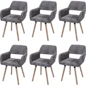MCW 6er-Set Esszimmerstuhl MCW-A50 II, Küchenstuhl Polsterstuhl, Holz Stoff/Textil Chenille (465g/m²) MVG braun