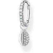 Thomas Sabo Einzel Creole mit Weissen Steinen und Muschel Silber