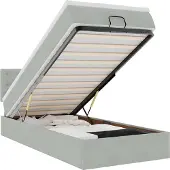 vidaXL Ottoman-Bett mit Matratze & LEDs Hellgrau 90x190 cm Samt