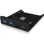 Icy Box IB-HUB1417-i3, 4 Port USB 3.2 Gen 1 Frontpanel für 3,5" Einbauschacht, 2x USB Type A , 1x USB Type-C Anschluss und SD-Kartenleser