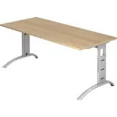 Hjh OFFICE PRO FARO 19 S - 180 x 80 Eiche/Silber höhenverstellbar