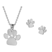 Trendor 75571 Schmuck-Set Halskette + Ohrringe Pfote Silber 925