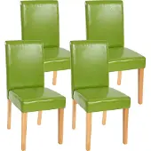 MCW 4er-Set Esszimmerstuhl Stuhl Küchenstuhl Littau Kunstleder, grün, helle Beine