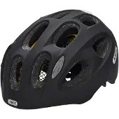 ABUS Kinderhelm Youn-I MIPS - Fahrradhelm mit Licht, Reflektoren und Aufprallschutz (MIPS) - für Mädchen und Jungen - Schwarz Matt, Größe M (52-57 cm)