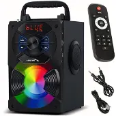 Audiocore Tragbarer Bluetooth-Lautsprecher 11W Radio Kabelloser Lautsprecher SD/MMC / Aux-In / USB / Beleuchtung / Fernbedienung / Teleskopantenne / Mikrofonanschluss