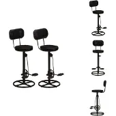 vidaXL Barhocker 2 Stk. Schwarz Echtes Ziegenleder - Barhocker