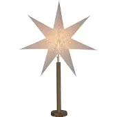 Star Trading Papierstern Elice - stehend - 7-zackig - D: 60cm H: 85cm - inkl. E14 Fassung u. Kabel - weiß/braun