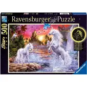 Ravensburger 500 Teile Puzzle Star Line leuchtet Einhörner am Fluss 14873