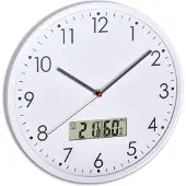 TFA-Dostmann Analoge Wanduhr mit Digitalthermometer und Hygrometer zur Raumklimatisierung, Transparentglas, 310 x 55 x 340 mm