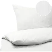 Beliani Bettwäsche Set Weiß Streifen Baumwolle 3-teilig Komfortgröße für Einzelbett 155x220 cm 2 Kopfkissenbezüge und Deckenbezug mit Knopfverschluss