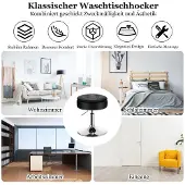 Coast Schminkhocker mit Stauraum rundum 360° drehbarer Hocker aus PU-Leder schwarz