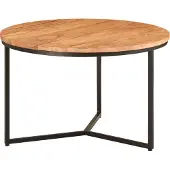 FineBuy Couchtisch Akazie Massivholz rund 60 cm · Kleiner Moderner Design Wohnzimmertisch mit Metallgestell · Handgefertigt Industrial Design