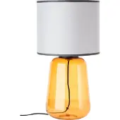 Brilliant gelbe Tischlampe mit grauem Stoff-Schirm HYDRA | dekorative Tischleuchte mit Schnurzwischenschalter | 57 cm Höhe Ø 30 cm Durchmesser | E27 Fassung max. 60 W | Glas/Textil | grau/gelb