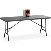 Relaxdays Gartentisch, klappbar, HBT: 72 x 180 x 74 cm, Kunststoff, Stahl, wetterfest, 8 Personen, Campingtisch, grau