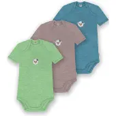 Normani 3er Set Baby Merino Body Kurzarm „Tauranga" - 9299